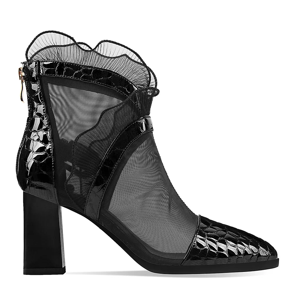 Ботинки женские из бычьей кожи роскошные полусапожки на высоком каблуке