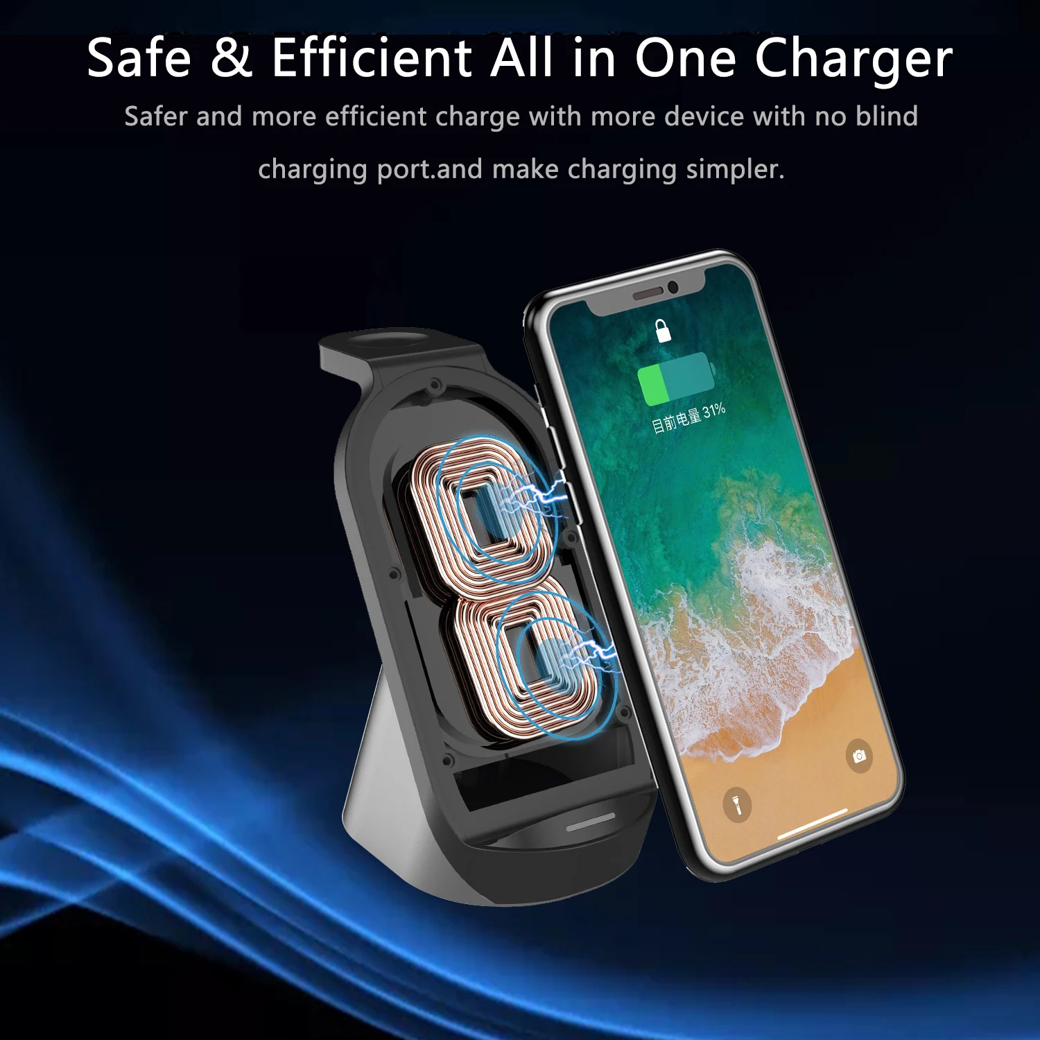 

YOUCUNKER QI 15W 3 in 1 Fast Wireless Charger Stand For iPhone Samsung Buds Phone Holder For Apple Watch 6 5 4 3 2 Airpods Pro