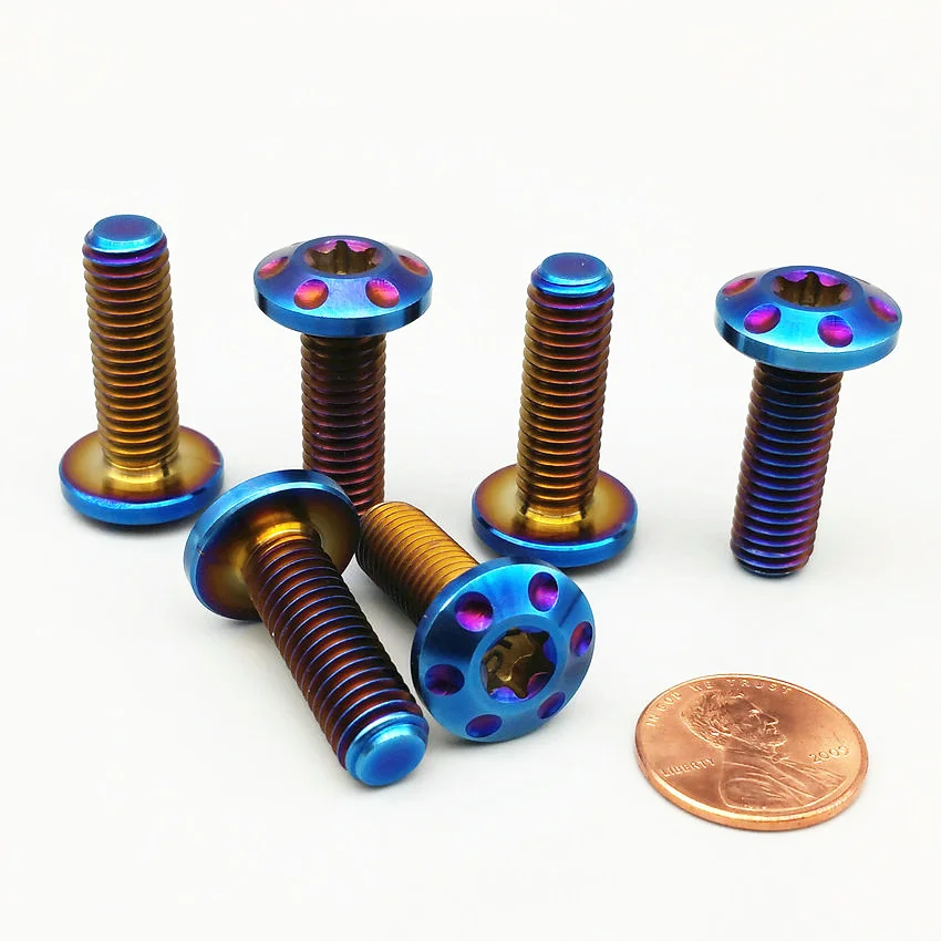 Titanium Bolt Motorcycle Disc Brake Capliers Ti Bolts M8 x25/30mm Torx Head Burned Blue Color 4/6pcs Screws Fastener | Обустройство