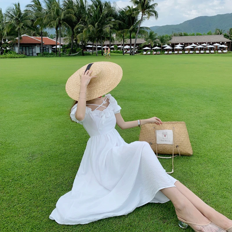 

Elegant Fairy Women White French Cottagecore Chiffon Dress Korean Japan Style Sweet Vintage Retro Summer Dress 2021