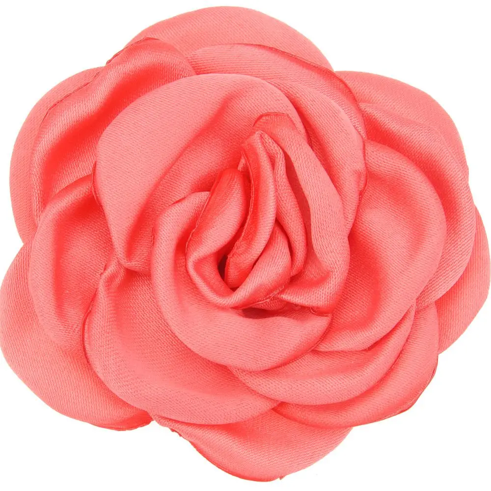 Watermelon 10 шт. атласный цветок 6 см Жареные Цветочные Цветы Camillia DIY Цветы Аксессуары для волос горящий цветок без заколки для волос - Цвет: Watermelon