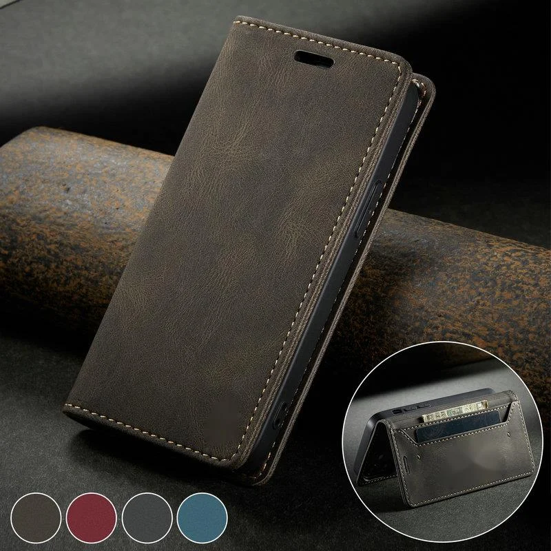 

leather case withcover, retro magnetic case with card holder for iPhone