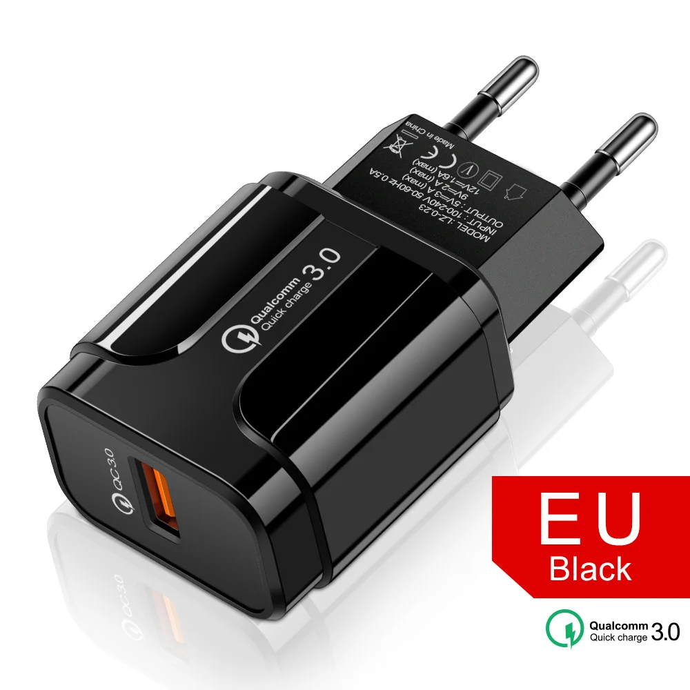 EU Charger1 Быстрая зарядка 3,0 18 Вт Qualcomm QC 3,0 4,0 быстрое зарядное устройство USB портативное зарядное устройство для мобильного телефона iPhone samsung Xiaomi - Тип штекера: EU Charger1