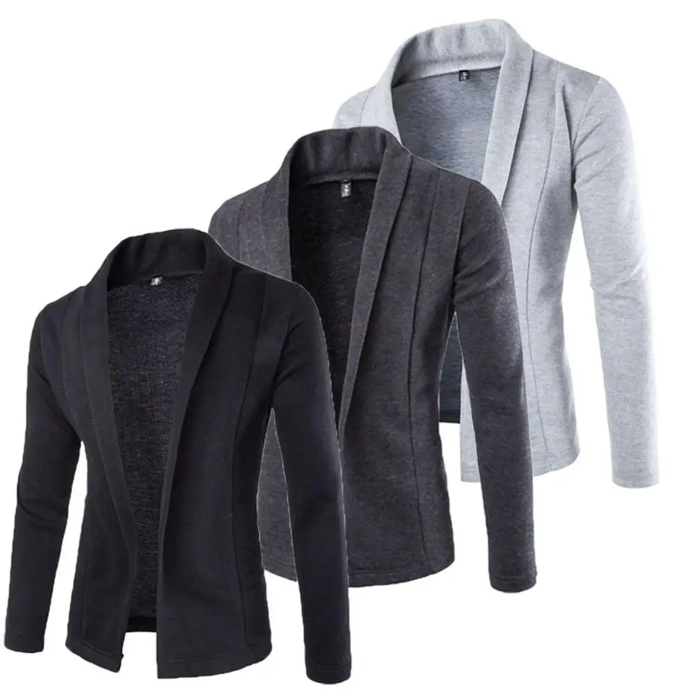 Мужской Корейский приталенный Модный хлопковый Блейзер пиджак черного и серого