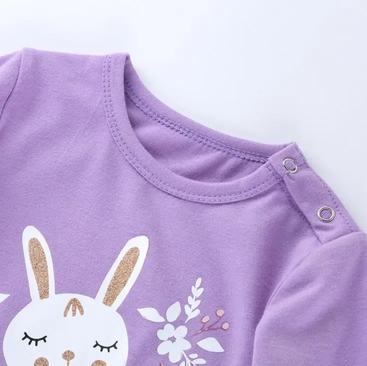 Purple Long Sleeve Rabbit Bunny Easter Holidays Baby Girls long sleeve Jumpsuit Spring Summer Onesie Toddler Rompers | Детская одежда и