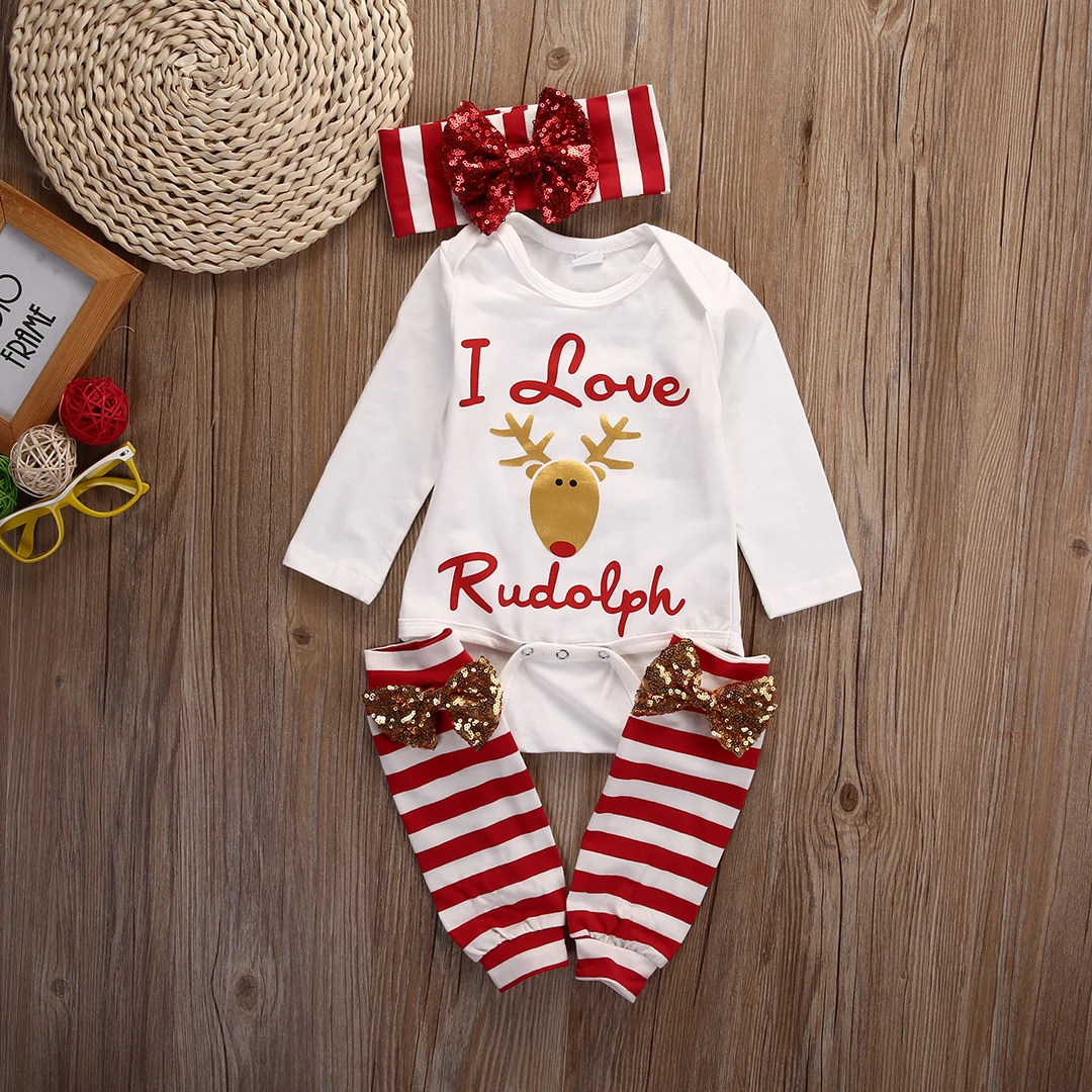 Очень милый Рождественский комплект одежды для малышей Рождественская Одежда