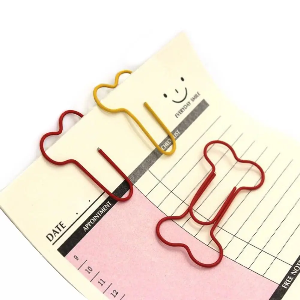 

Dog Bone Shape School Supplies Office 24pcs/pack Paper Clips Bookmark Metal Stationery For Scrapbook Colorful Art Projects