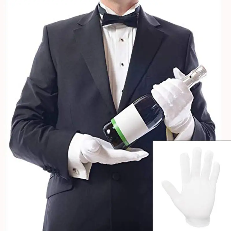 

24Pcs White Cotton Gloves Stretchable Coin Jewelry Silver Inspection Mittens XX9D