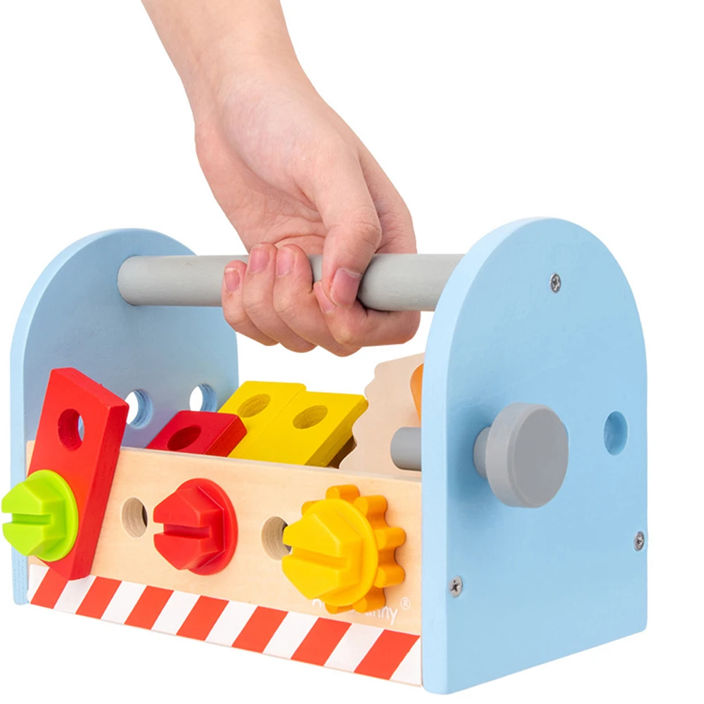 

DIY Children Simulation Wooden Tool Bench Large Toolbox Screw Nut Combination Carpenter Tool for Children Christmas Gift