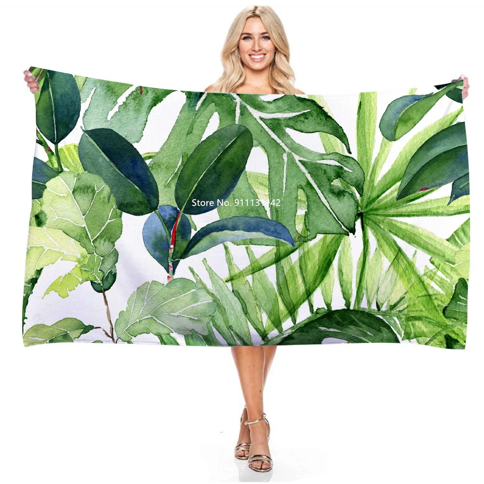 

Fresh and Pastoral Style Turtleback Leaf Cactus Series Plant 3D Digital Printing Rectangular Bath Towel Bath Towel