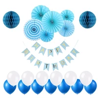 21pcs tissue paper pom poms flowers paper lanterns honeycomb ball and polka dot paper garland for birthday party decorations
