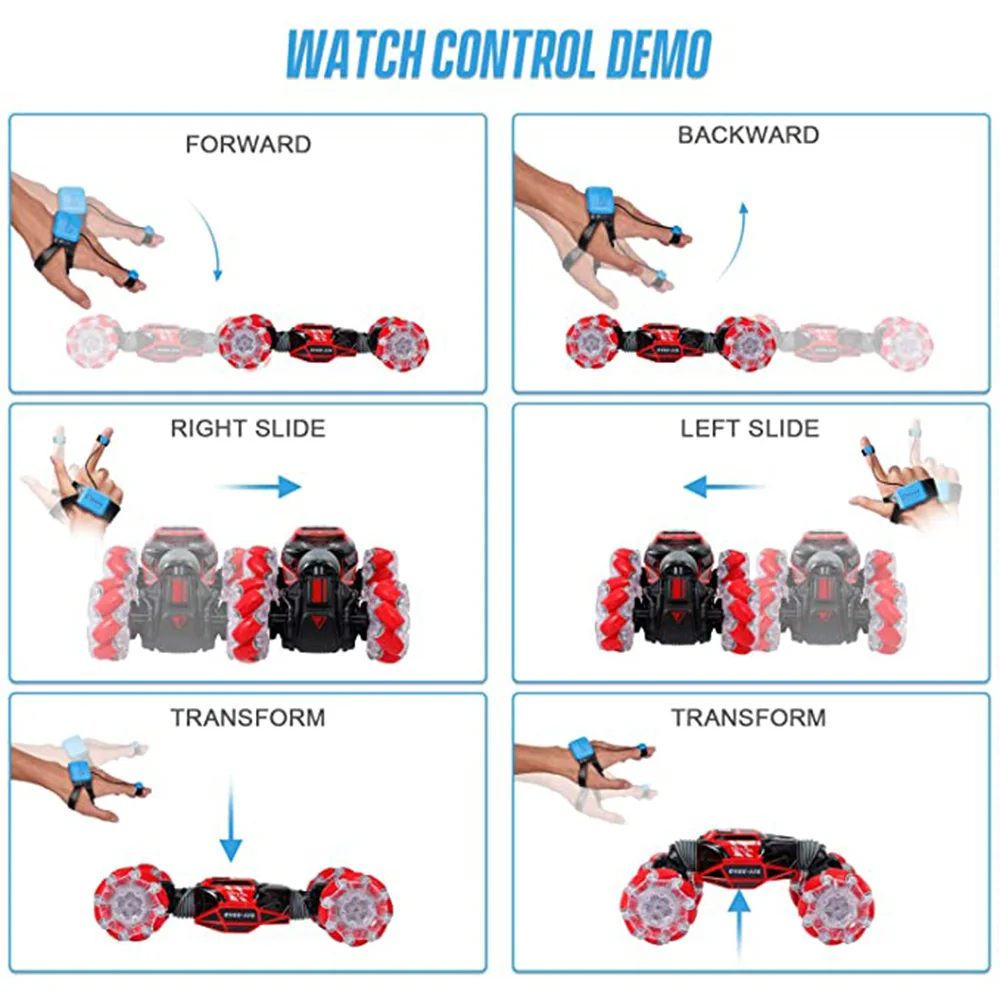 

4WD RC Stunt Car Watch Gesture Sensor Control Deformable Electric RC Drift Car Transformer Car Toy Kid Gift With LED Light Music