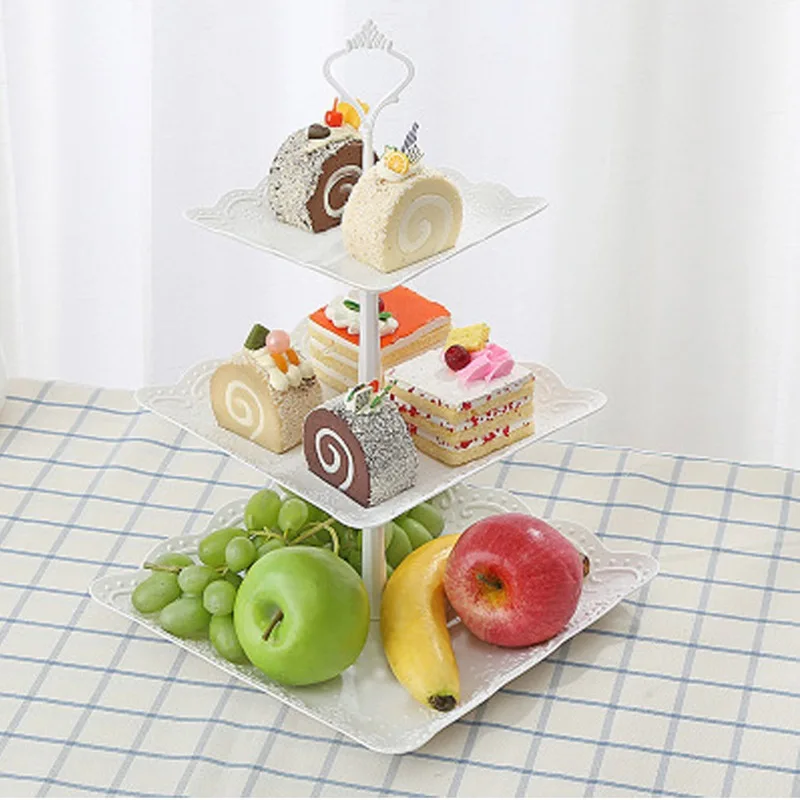 

European Plastic Three-layer Fruit Tray Snack Rack Dried Fruit Storage Multi-layer Fruit Tray Dessert Cake Stand
