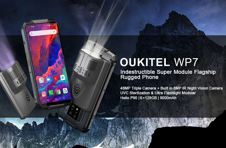 OUKITEL WP7 6.53"FHD+ 19.5:9 6GB 128GB Android 9.0 Smartphone MT6779 Octa Core 9V/2A 8000mAh 48MP Cameras OTA NFC Mobile Phone motorola moto cell phone