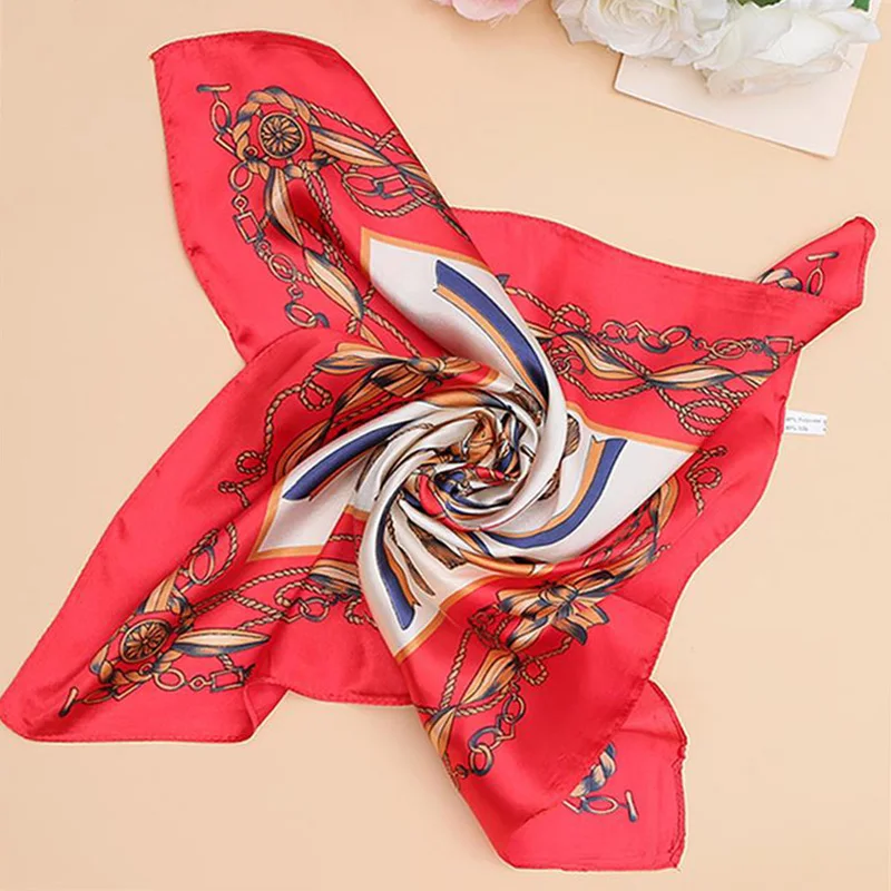

new Style Satin Simulation Silk All-match Square Scarf Women Fashion Scarf bandana handkerchief women handkerchief Pillow towel