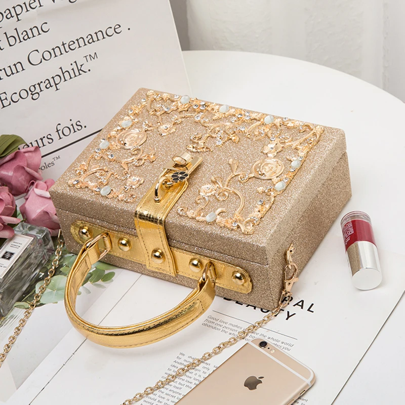 2019 Новая Винтажная коробка с замком сумочка вырезами цветочный дизайн