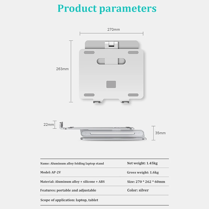 

Adjustable Aluminum Alloy Notebook Bracket Stand Riser Height Adjustment Laptop Stand for Air Pro 13 15
