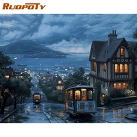 ruopoty 60x75cm frame painting by number for adults city scenery picture by numbers acrylic paint on canvas home decors artcraft