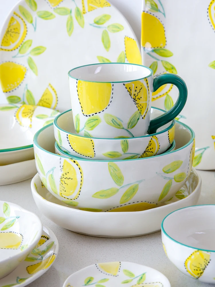 Лимон керамическая посуда тарелка домашнее блюдо миска для еды суп лапша |