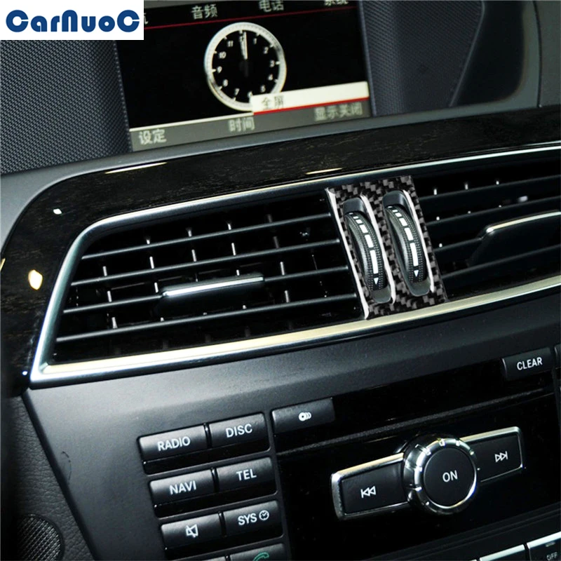 

Для Mercedes W204 C CLASS 2011-2013 автомобиль среднего воздуховыпускное отверстие настройки Панель накладка наклейка из углеродного волокна Стикеры Ср...