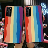 luxury colorful rainbow phone case for huawei p40 p30 p20 10 9 8 lite e pro plus black etui coque painting hoesjes comic fas