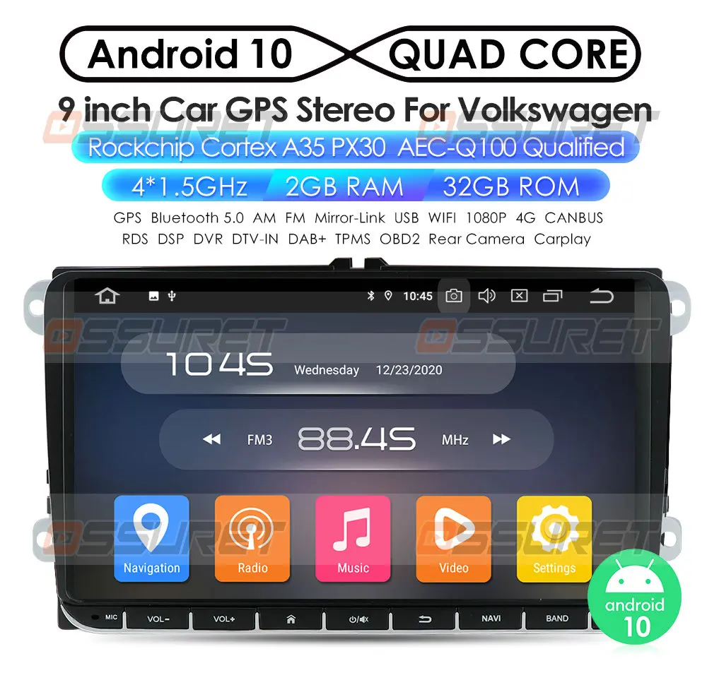 Автомобильная аудиосистема 9 &quotAndroid 10 2din для VW POLO GOLF 5 6 PASSAT B6 CC JETTA TIGUAN TOURAN EOS SHARAN