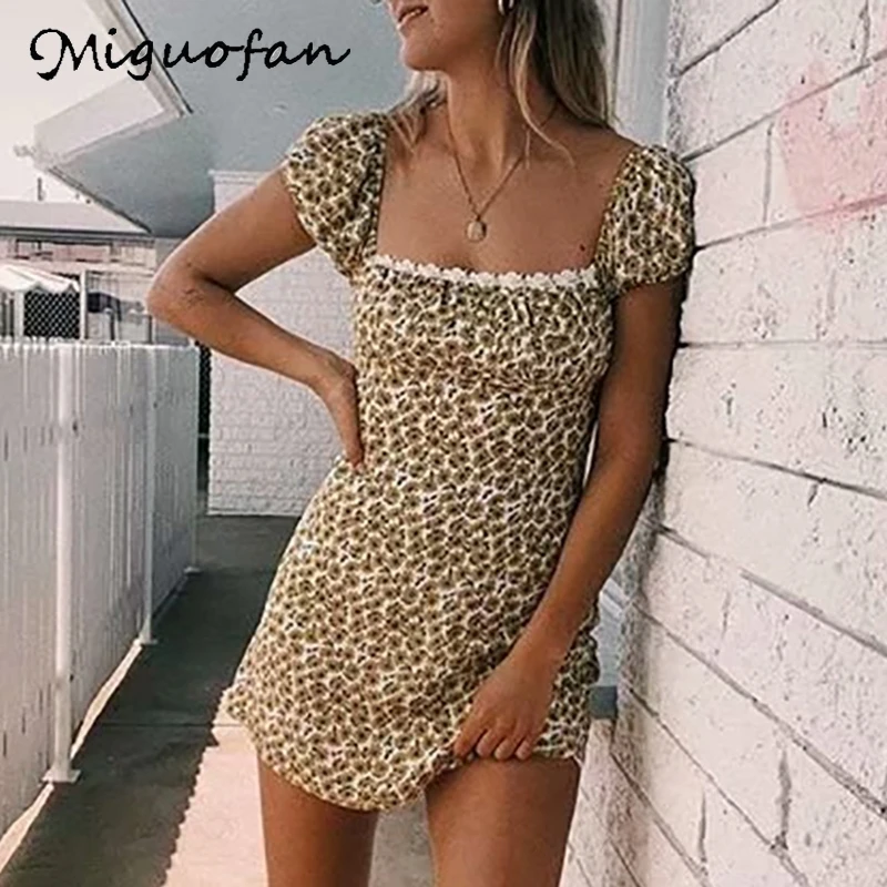 Miguofan платья для женщин на шнуровке с цветочным принтом в богемном стиле beah