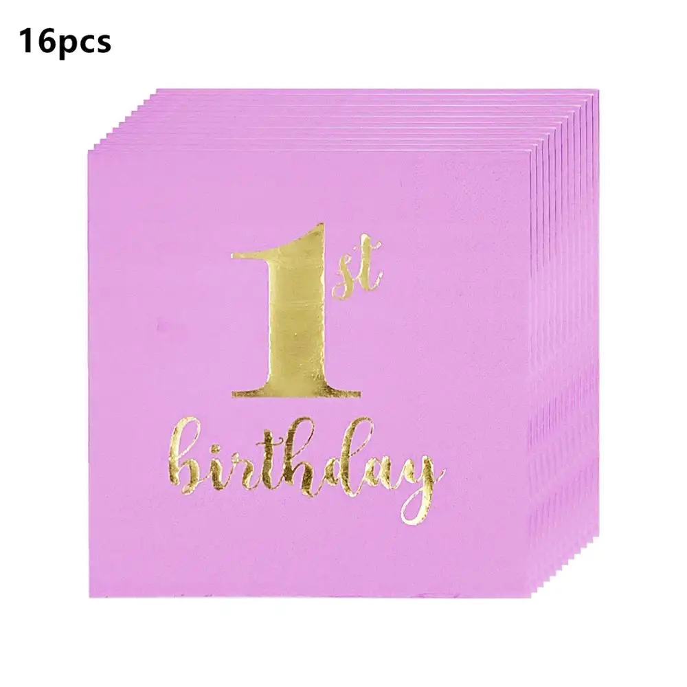 Одноразовая Скатерть синего и розового цвета на 1 й день рождения бумажные