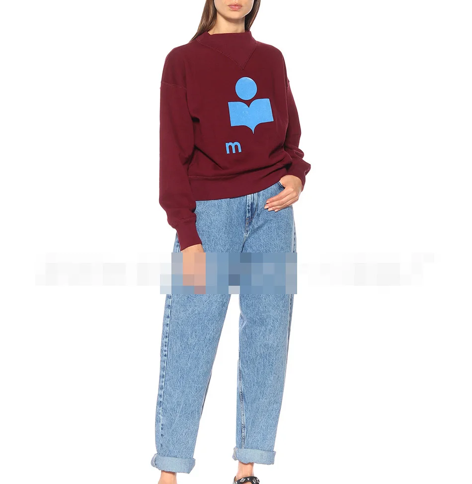 Dark red blue Одноцветная осенне-зимняя свободная Толстая трикотажная толстовка, Женский пуловер с капюшоном, топы, женские толстовки, повседневная женская одежда - Цвет: Dark red blue
