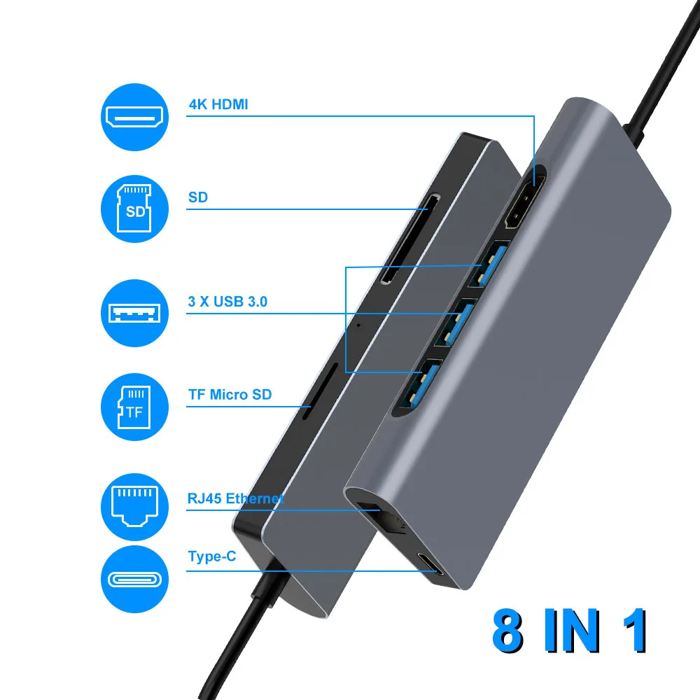 USB 3.0 Type-C Hub к HDMI VGA Тип C адаптер 4K порт с портами s SD ридер слот PD TF RJ45 для MacBook Mobibe Phone