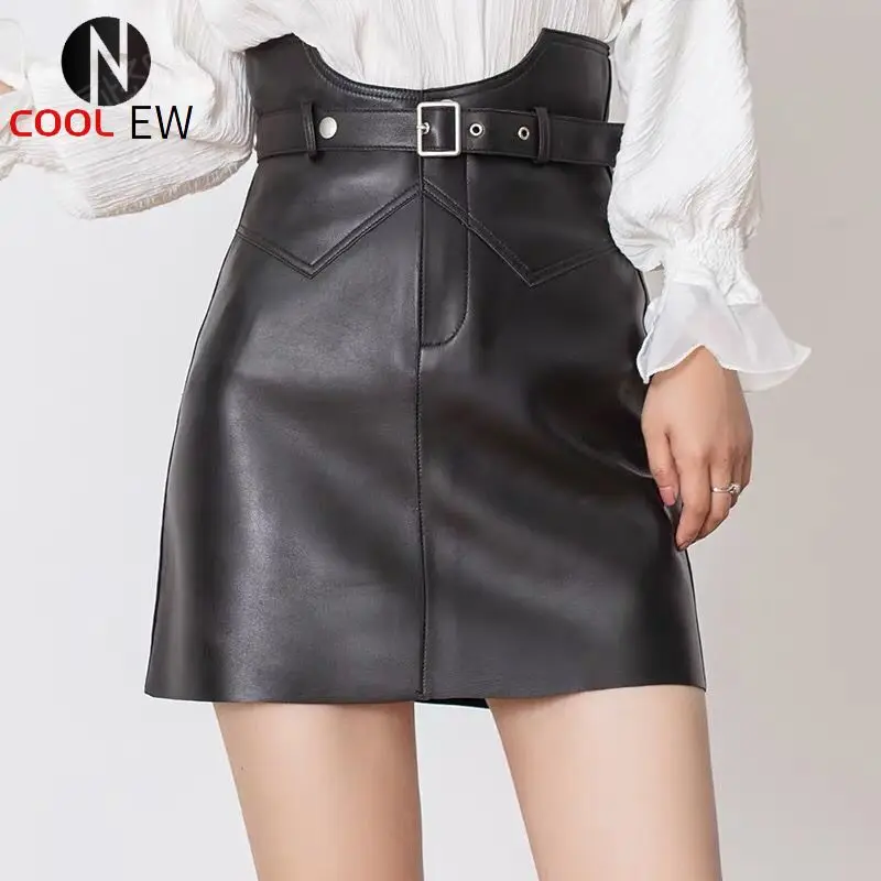 

Leather skirt pancil mini sexy short skirt Fashion Women's Wear in 2021 wrap korean blcke high waist skirts