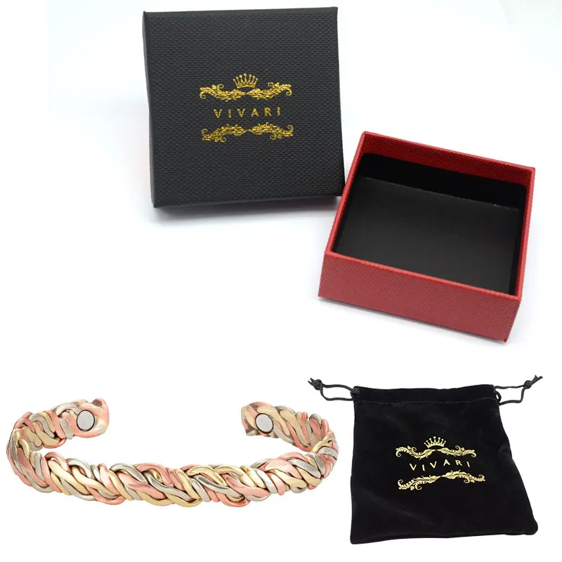 Add box EMBG038 Vivari чистый Магнитный более широкий медный трехцветный Целительный браслет для здоровья женщин модные женские элегантные и классные браслеты - Окраска металла: Add box EMBG038