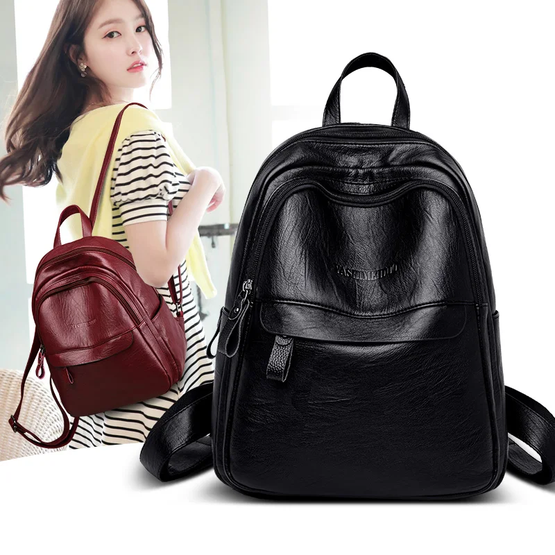 

Special Offer New 2022 Women's Ladies Pu Leather Small Backpack Girl College Style Backpack Shoulder Bag