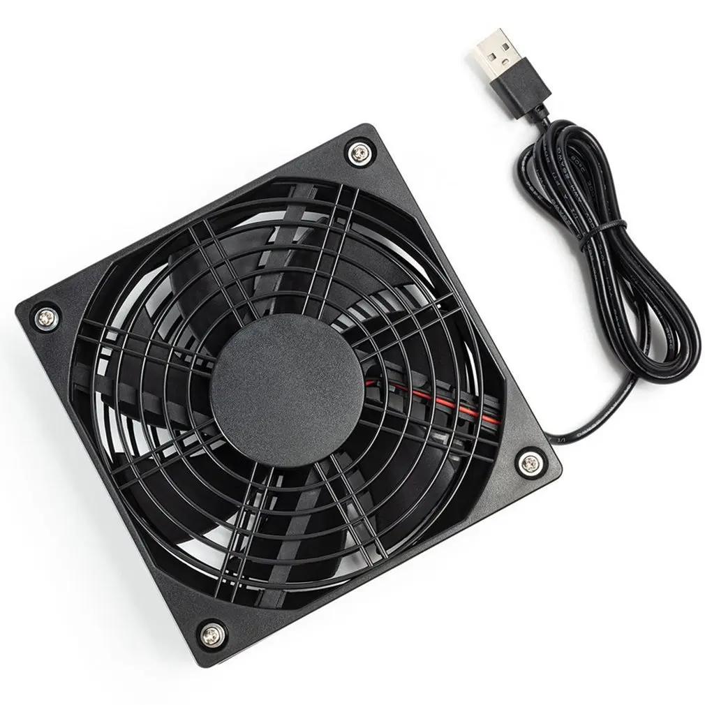 

5V USB Router Fan TV Box Cooler 120mm PC DIY Cooler W/Screws Protective net Silent Desktop Fan