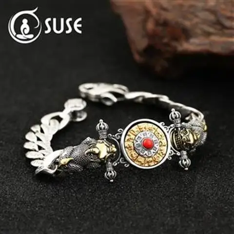 

SUSE Sterling Silver S925 Ornament Men's Thai Silver Vintage Bracelet Domineering Fashion Bracelet