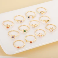 vintage 12 constellation rings for women colored cubic zircon aesthetics zodiac ring silver color jewelry birthday gifts