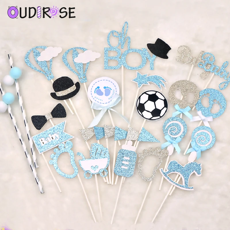 5 шт. Голубое украшение для именинного торта мальчиков шляпа следование кекс