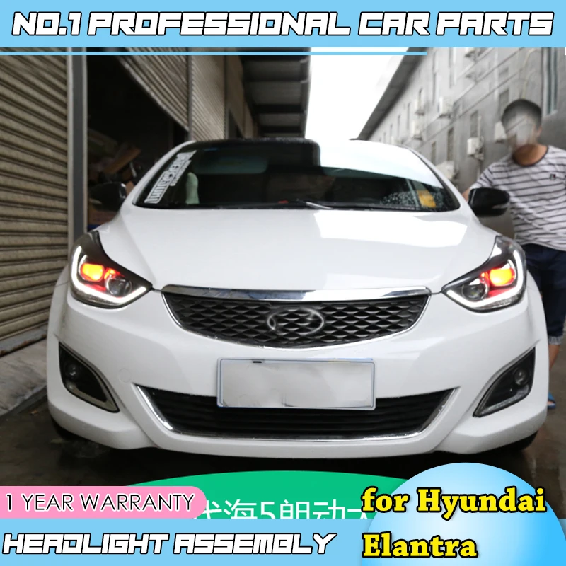 Автомобильный Стайлинг для Hyundai Elantra MD светодиодный 2011- фары новые Elantra DRL Объектив двойной луч H7 HID Xenon автомобильные аксессуары