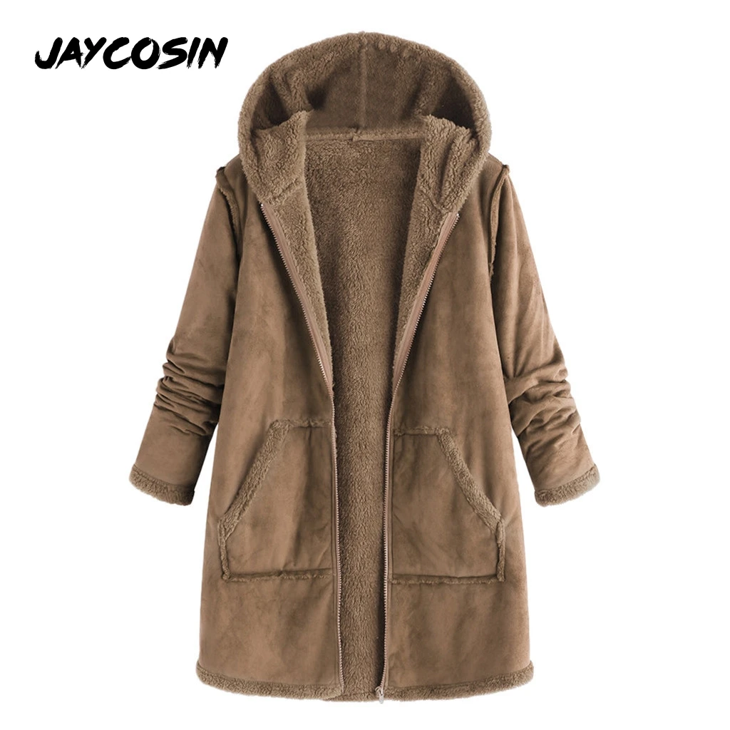 JAYCOSIN Женская куртка утолщенная меховая толстовка теплая флисовая на молнии