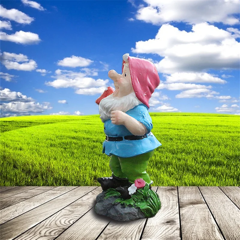

Garden Gnome Statue Resin Dwarf Holding A Mushroom Figurine Cartoon Fairy Tales Small Home Ornament for Kids Shelf 2021