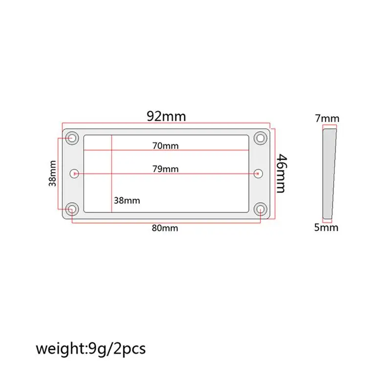 2шт рама звукоснимателя плоская пластиковая черная двойная катушка