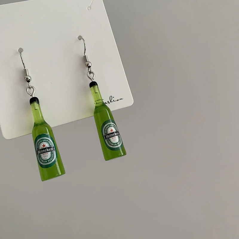 New Personality Beer Bottle Earring Female Cute Resin Fake Glass Earrings For Women Jewelry Creative Gift |