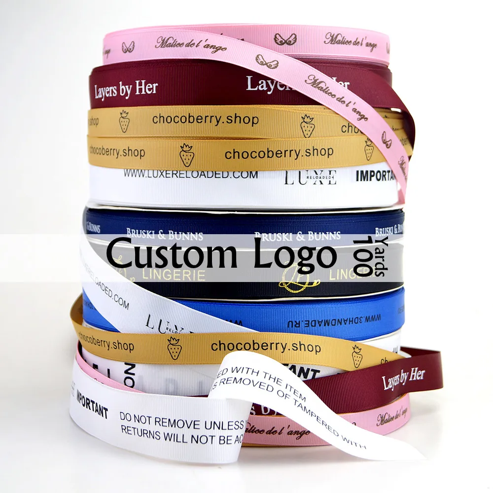 

Custom Logo For Ribbon Personalized With Printing Wedding Birthday Party Gift Package Accessory Satin Grosgrain Ribbons 21091601