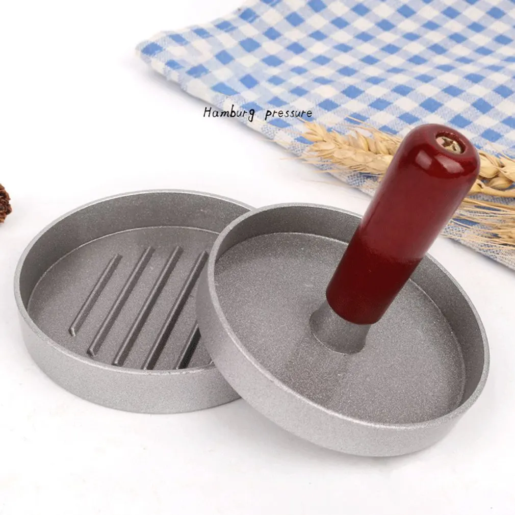 

Aluminum Alloy Round DIY Mold Burger Meat Press Hamburger With Plastic Handle Manual Non-stick Coating