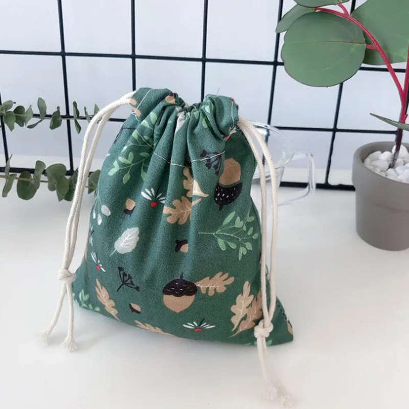 Хлопковые пакеты для покупок с двойным шнурком многоразовые льняные Подарочные