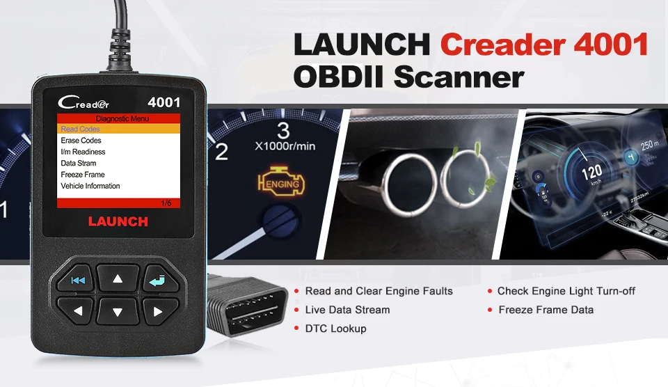 LAUNCH CReader 4001 CR4001 OBD2 автомобильный сканер автоматический диагностический инструмент для сканирования OBDII считыватель кодов неисправностей Автомобильная диагностика OBD 2