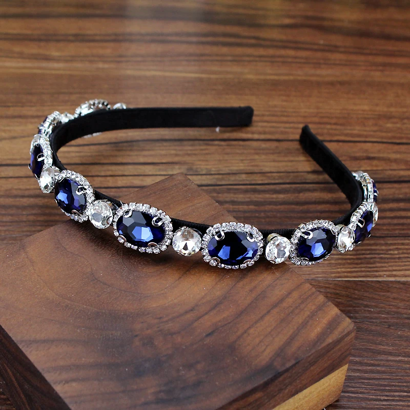 Новая корейская мода стразы повязка на голову темно синий прозрачный зеленый