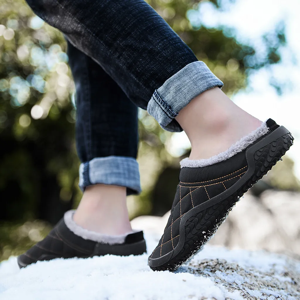 Водонепроницаемые зимние уличные тапочки SAGACE мужские плюшевые бархатные