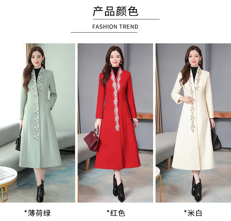 Женское осеннее и зимнее пальто китайский cheongsam ретро китайский стиль Hanfu улучшенное плотное шерстяное кружевное пальто