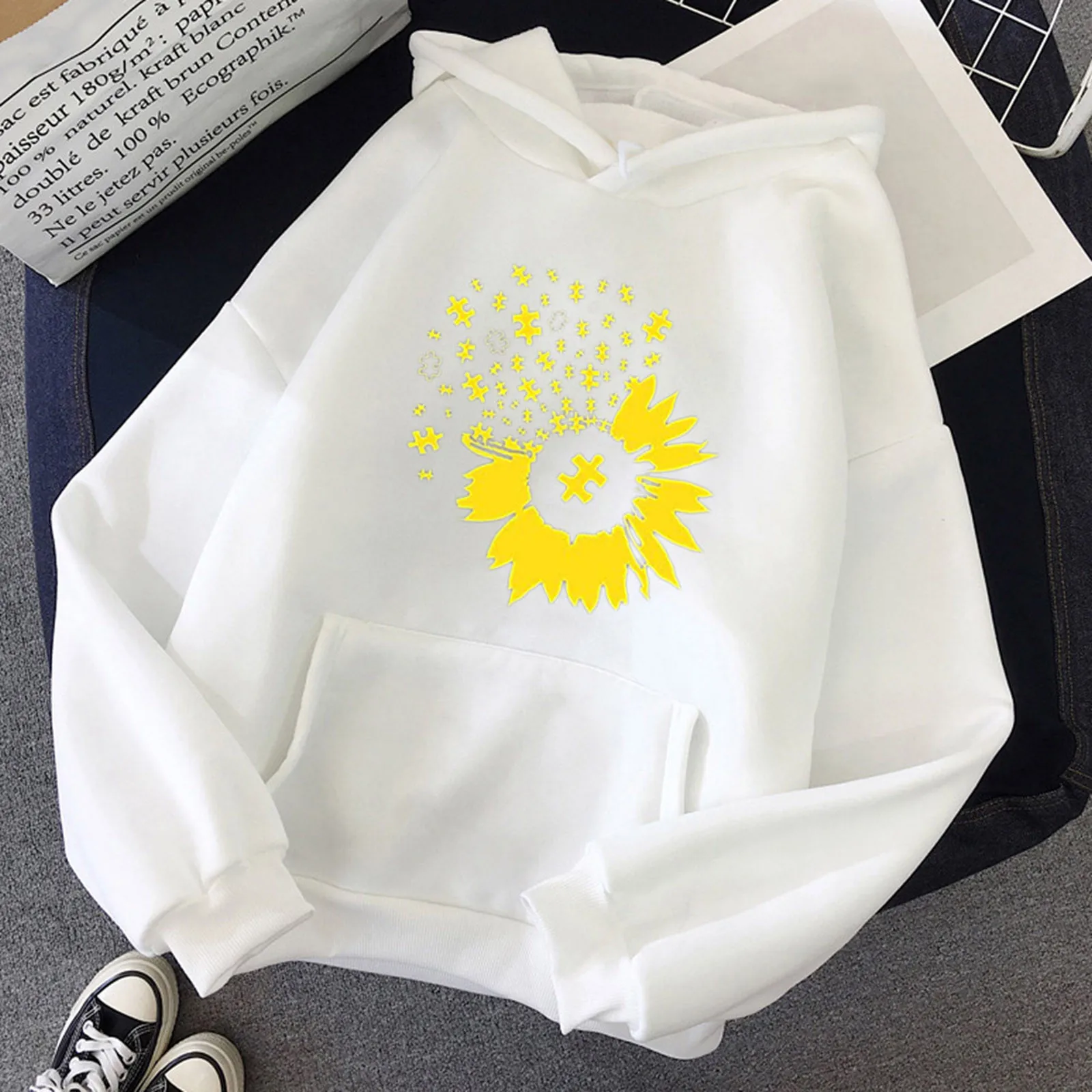 

Women sweatshirt Floral Print hoodies kawaii Japanes pullovers Loose Casual Long Sleeve Pocket Hoodie Blouse Tops sudadera mujer